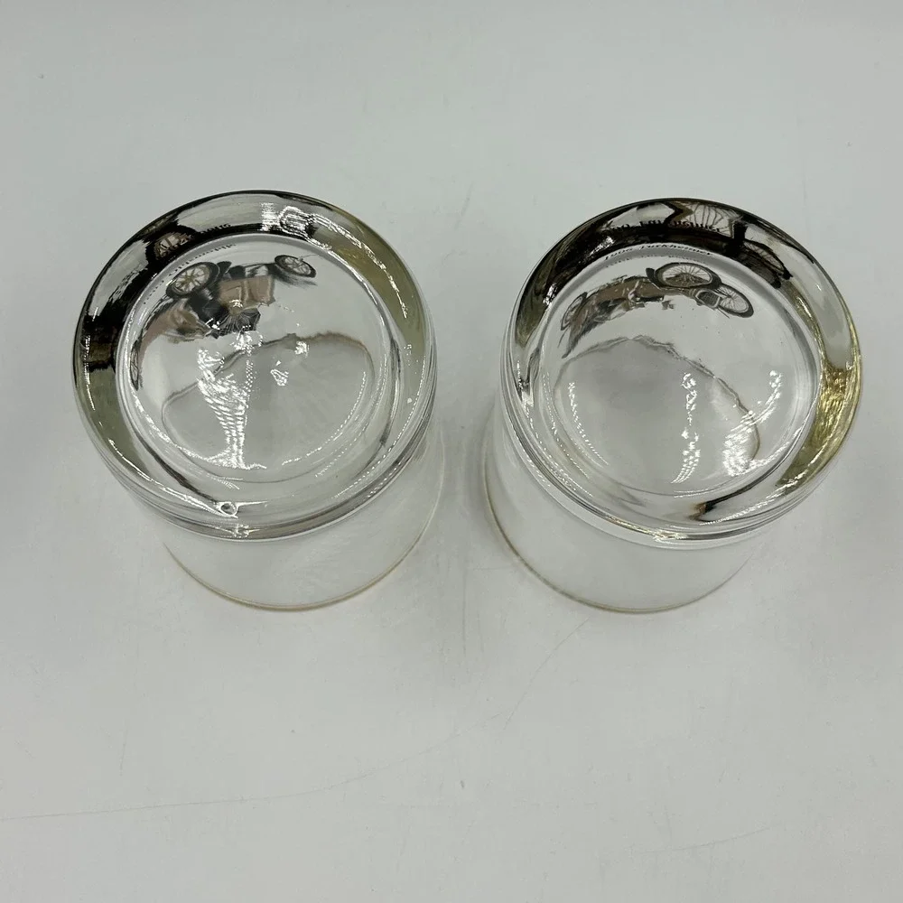 Rocks Glass Clear Vintage Antique Car Gold Rim Good